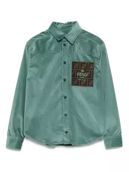 Вельветовая рубашка Fendi Kids, зеленый