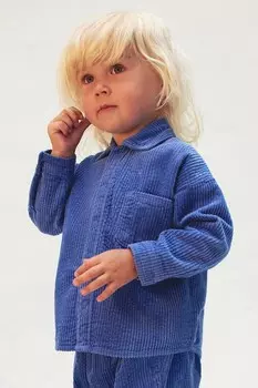 Вельветовая рубашка из хлопка H&M, синий