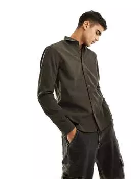 Вельветовая рубашка New Look темно-серого цвета