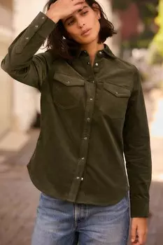 Вельветовая рубашка с длинным рукавом Next, зеленый