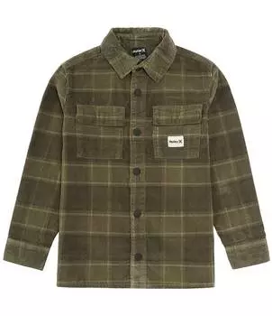 Вельветовая рубашка с длинными рукавами Hurley Big Boys 8–20, зеленый