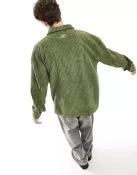 Вельветовая рубашка с длинными рукавами Reclaimed Vintage цвета хаки