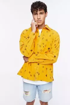 Вельветовая рубашка с принтом Dice Forever 21, золотой