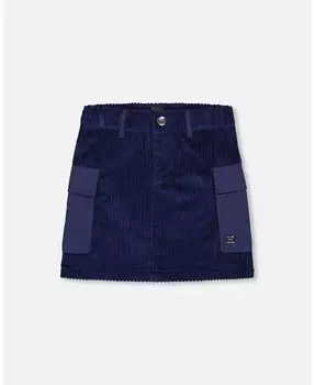 Вельветовая юбка-карго с карманами для девочек для маленьких девочек, темно-синяя — для малышей, ребенок Deux Par Deux, синий