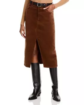 Вельветовая юбка миди PAIGE Meadow, коричневый