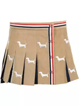 Вельветовая юбка мини с вышивкой Hector THOM BROWNE, нейтральный
