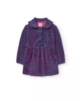 Вельветовое платье для девочки с цветочным принтом Boboli, фиолетовый