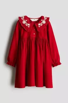Вельветовое платье H&M, красный