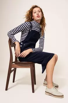 Вельветовое платье миди Emmie из натурального хлопка White Stuff, синий