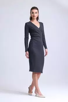 Вельветовое платье миди с V-образным вырезом и длинными рукавами VLMB1410 Stil Diva