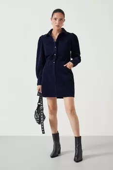 Вельветовое платье мини Mariella из 100% хлопка Hush, синий