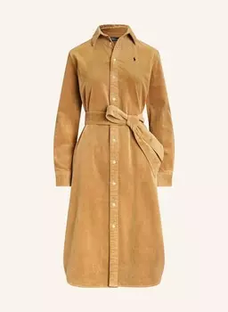 Вельветовое платье-рубашка POLO RALPH LAUREN, бежевый