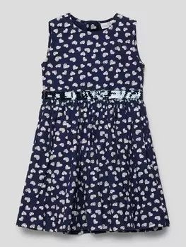 Вельветовое платье с узором по всей поверхности Happy Girls, темно-синий