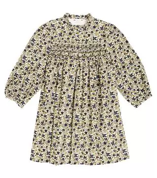 Вельветовое платье tamsin с цветочным принтом Bonpoint, бежевый