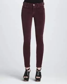 Вельветовые брюки Blackberry средней посадки, темно-красного цвета J Brand