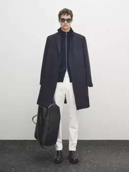 Вельветовые брюки чинос приталенного кроя Massimo Dutti, белый
