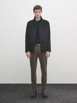 Вельветовые брюки чинос приталенного кроя Massimo Dutti, хаки