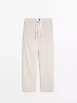 Вельветовые брюки-чиносы с кулиской Massimo Dutti, белый