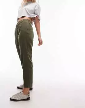 Вельветовые брюки цвета хаки Topshop Hourglass