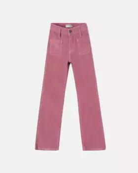 Вельветовые брюки для девочки с накладными передними карманами Silbon, розовый