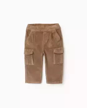 Вельветовые брюки для мальчика с карманами-карго Zippy, серый