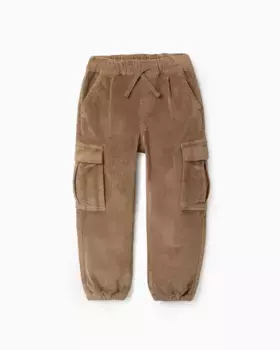 Вельветовые брюки для мальчика с карманами-карго Zippy, серый