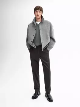 Вельветовые брюки-джоггеры Massimo Dutti, металлический