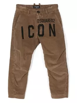 Вельветовые брюки Icon с логотипом Dsquared2 Kids, коричневый