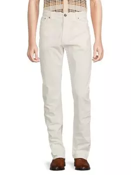 Вельветовые брюки из эластичного хлопка Isaia, цвет Open White