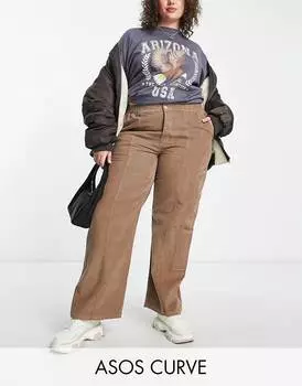 Вельветовые брюки карго ASOS DESIGN Curve 00's