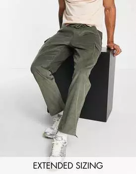 Вельветовые брюки карго цвета хаки ASOS DESIGN