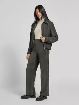 Вельветовые брюки классического кроя с эластичным поясом Mango, хаки