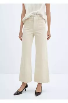 Вельветовые брюки-кюлоты Mango, экрю