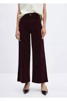 Вельветовые брюки-кюлоты Mango, бордовый