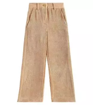 Вельветовые брюки Monnalisa, бежевый