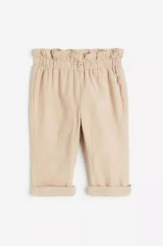 Вельветовые брюки на подкладке H&M, бежевый