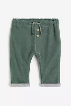 Вельветовые брюки на подкладке H&M, зеленый
