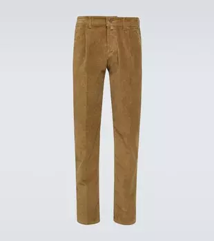 Вельветовые брюки прямого кроя Kiton, зеленый