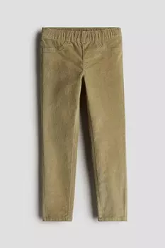 Вельветовые брюки скинни H&M, зеленый