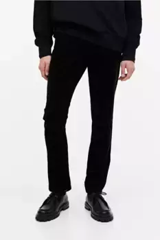 Вельветовые брюки slim fit H&M, черный