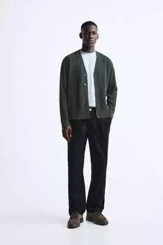 Вельветовые брюки со складками ZARA, черный