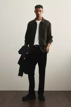 Вельветовые брюки стандартного кроя H&M, черный