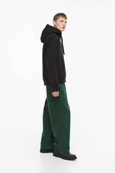Вельветовые брюки свободного кроя H&amp;M, темно-зеленый