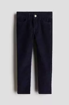Вельветовые брюки узкого кроя H&M, синий