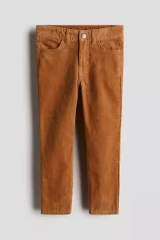 Вельветовые брюки узкого кроя H&M, коричневый