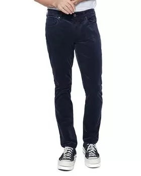 Вельветовые брюки узкого кроя PAIGE Lennox цвета Deep Anchor, синий