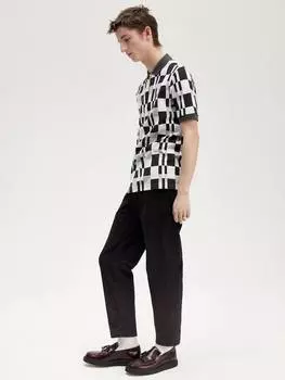 Вельветовые брюки зауженного кроя Fred Perry, черный