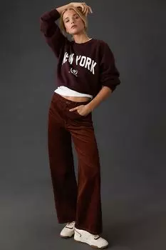 Вельветовые джинсы до щиколотки с высокой посадкой и широкими штанинами Paige Harper, медь