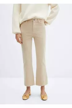 Вельветовые джинсы расклешенного кроя Mango, экрю