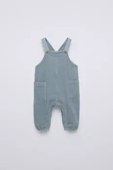 Вельветовые комбинезоны с карманами ZARA, синий